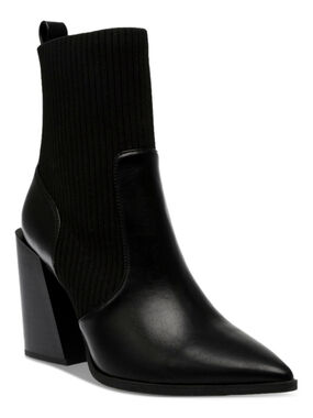 Wild Pair 8 Trinity Black Pointed Toe Ankle Boots Pull-On Knit Booties NWT